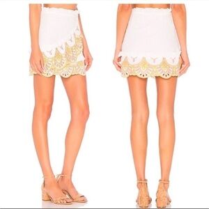 Lovers and Friends Scalloped Syd White Embroidered Skirt